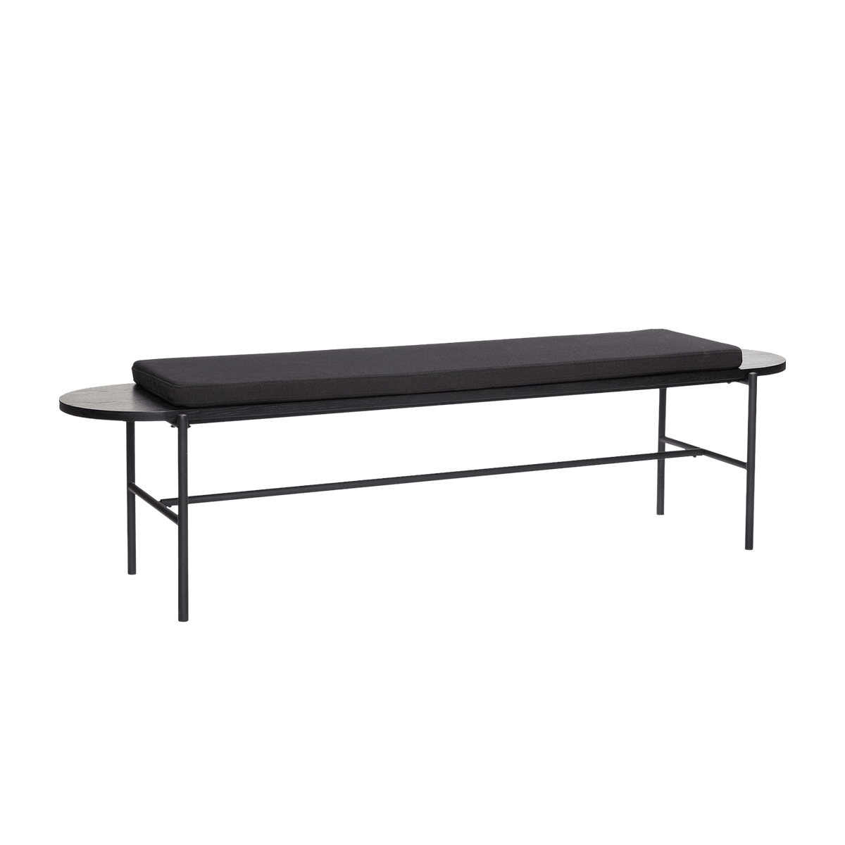 Banc en bois noir avec coussin - Hübsch - The Cool Republic