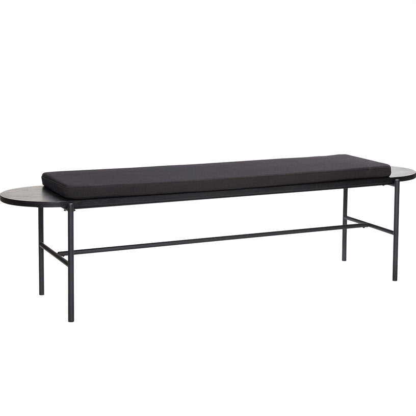 Banc en bois noir avec coussin - Hübsch - The Cool Republic