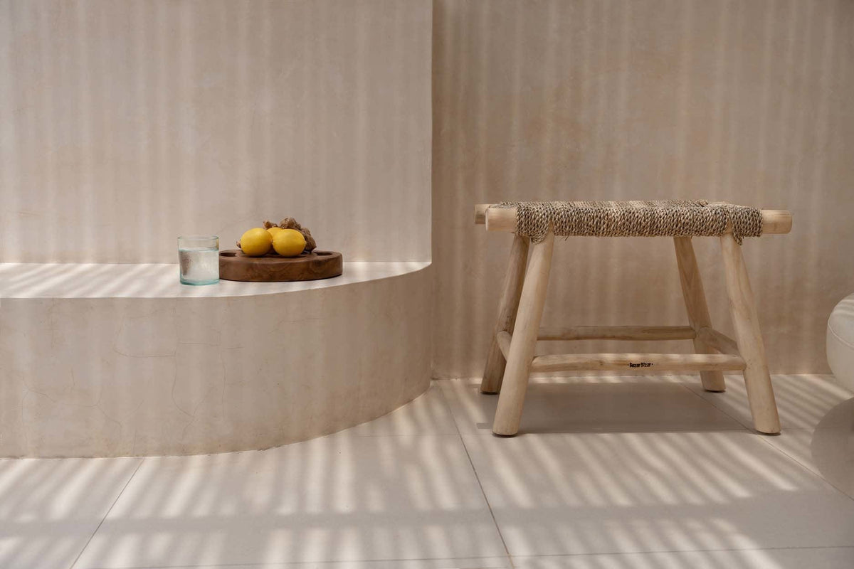 Banc en jonc de mer tressé naturel beige 60x40x45cm Porto - Bazar Bizar — vue 4