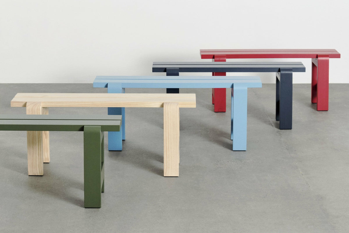 Bench in olive lacquered pine 140 x 23 x 45 cm Weekday - Hay - The Cool Republic