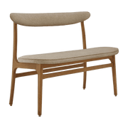 Banc en tissu bouclé beige et bois de frêne foncé 52 cm bouclé Série 200-190 - 366 Concept - The Cool Republic