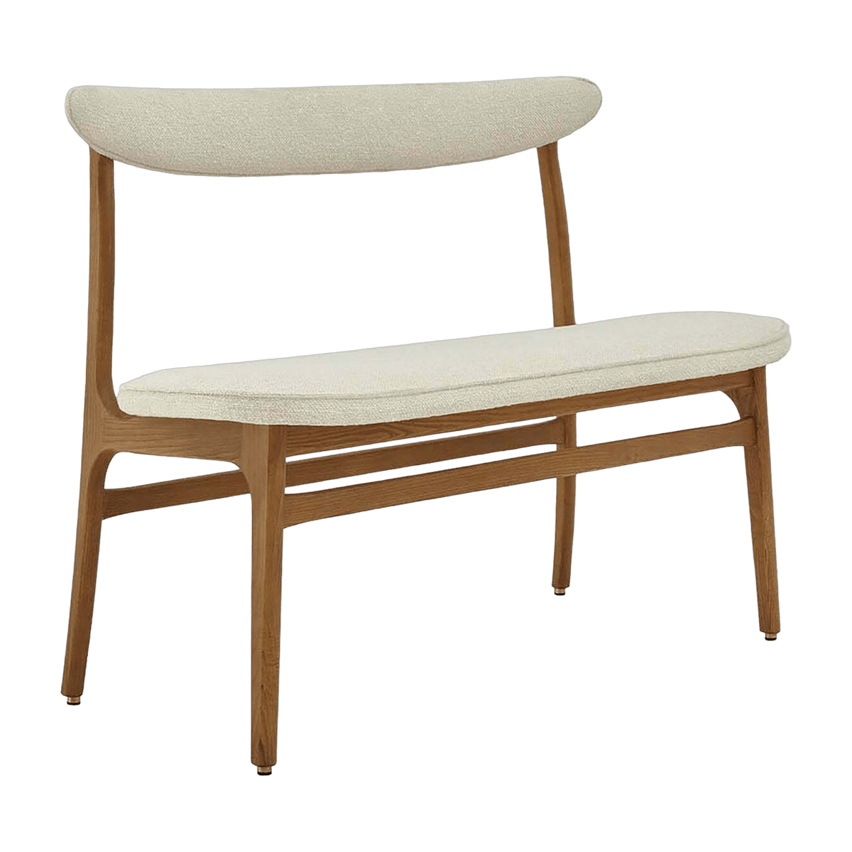 Banc en tissu bouclé crème et bois de frêne foncé 52 cm bouclé Série 200-190 - 366 Concept - The Cool Republic