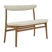 Banc en tissu bouclé crème et bois de frêne foncé 52 cm bouclé Série 200-190 - 366 Concept - The Cool Republic