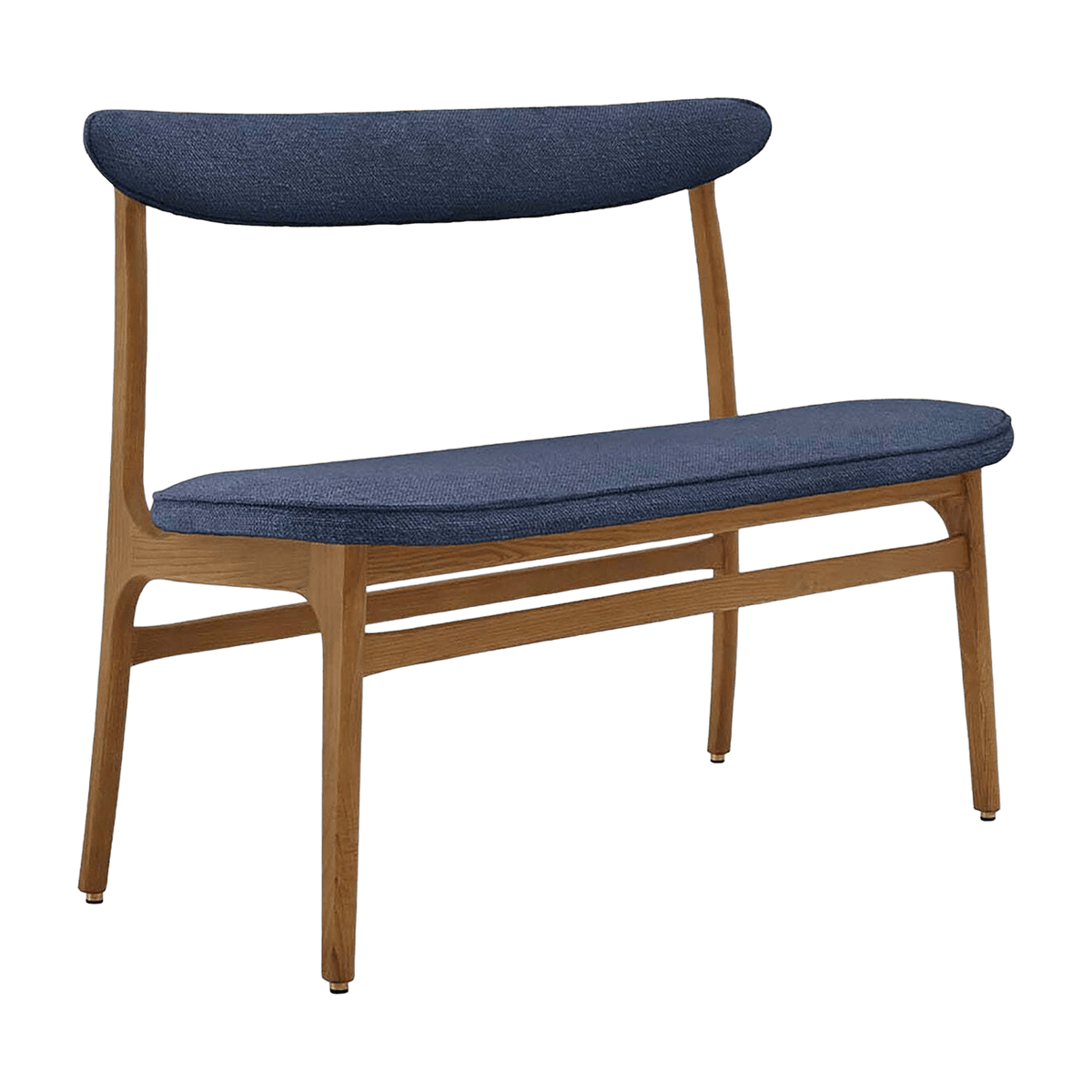 Banc en tissu bouclé denim et bois de frêne foncé 52 cm bouclé Série 200-190 - 366 Concept - The Cool Republic