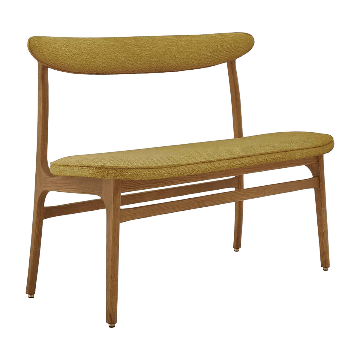 Banc en tissu bouclé moutarde et bois de frêne foncé 52 cm Série 200-190 - 366 Concept - The Cool Republic