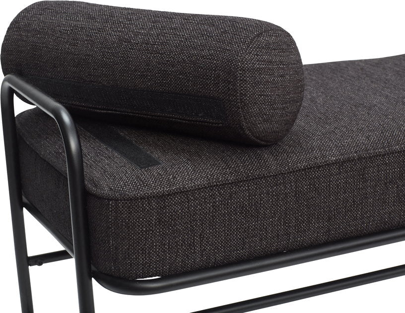 Banc en tissu et métal noir avec coussin - Hübsch - The Cool Republic