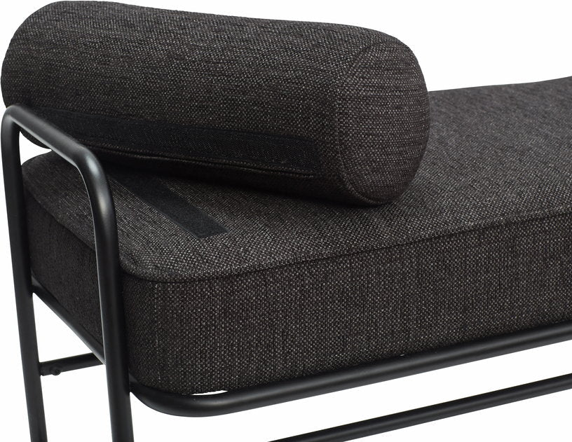 Banc en tissu et métal noir avec coussin - Hübsch - The Cool Republic