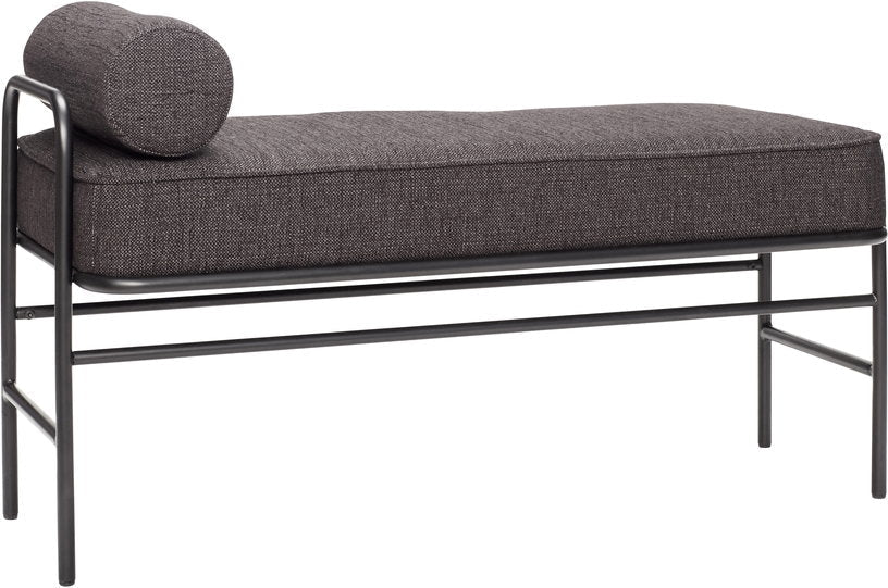 Banc en tissu et métal noir avec coussin - Hübsch - The Cool Republic