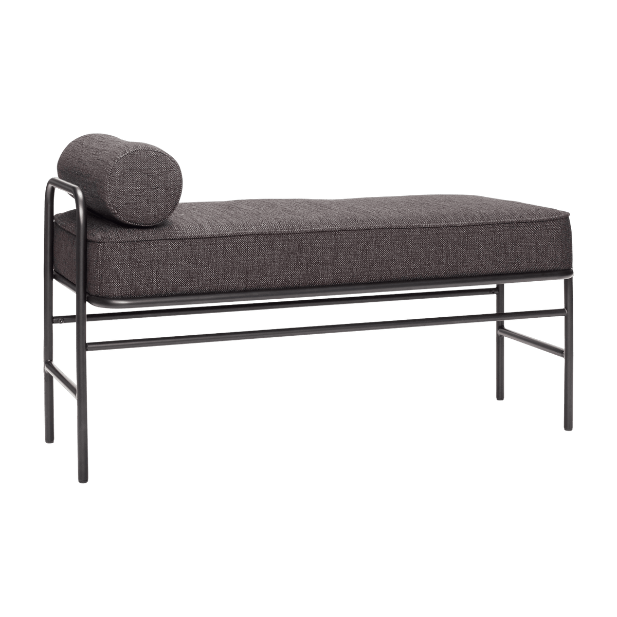 Banc en tissu et métal noir avec coussin - Hübsch - The Cool Republic