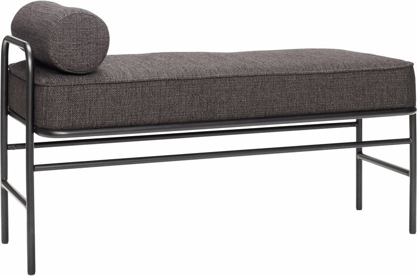 Banc en tissu et métal noir avec coussin - Hübsch - The Cool Republic