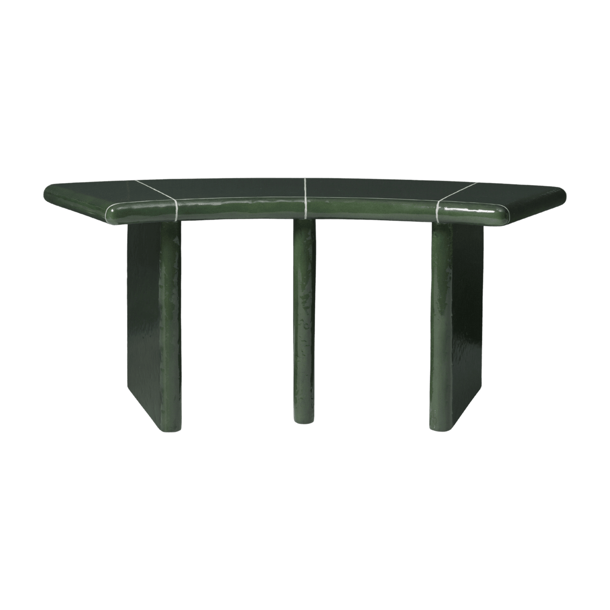 Banc incurvé en béton et fibre de verre vert 45,5x110x40cm Deya - Ferm living - The Cool Republic