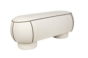 Banc ovale rétro en tissu blanc 121x44cm Luma - The Cool Republic - The Cool Republic