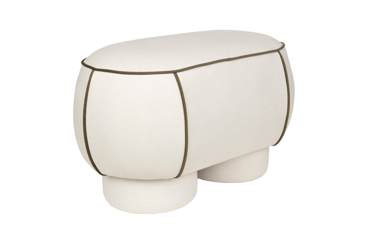 Banc ovale rétro en tissu blanc 77,5x45,5cm Luma - The Cool Republic - The Cool Republic