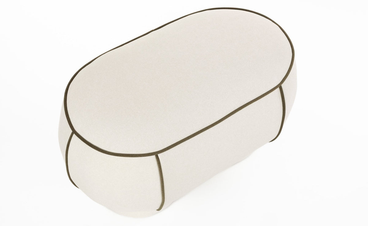 Banc ovale rétro en tissu blanc 77,5x45,5cm Luma - The Cool Republic - The Cool Republic