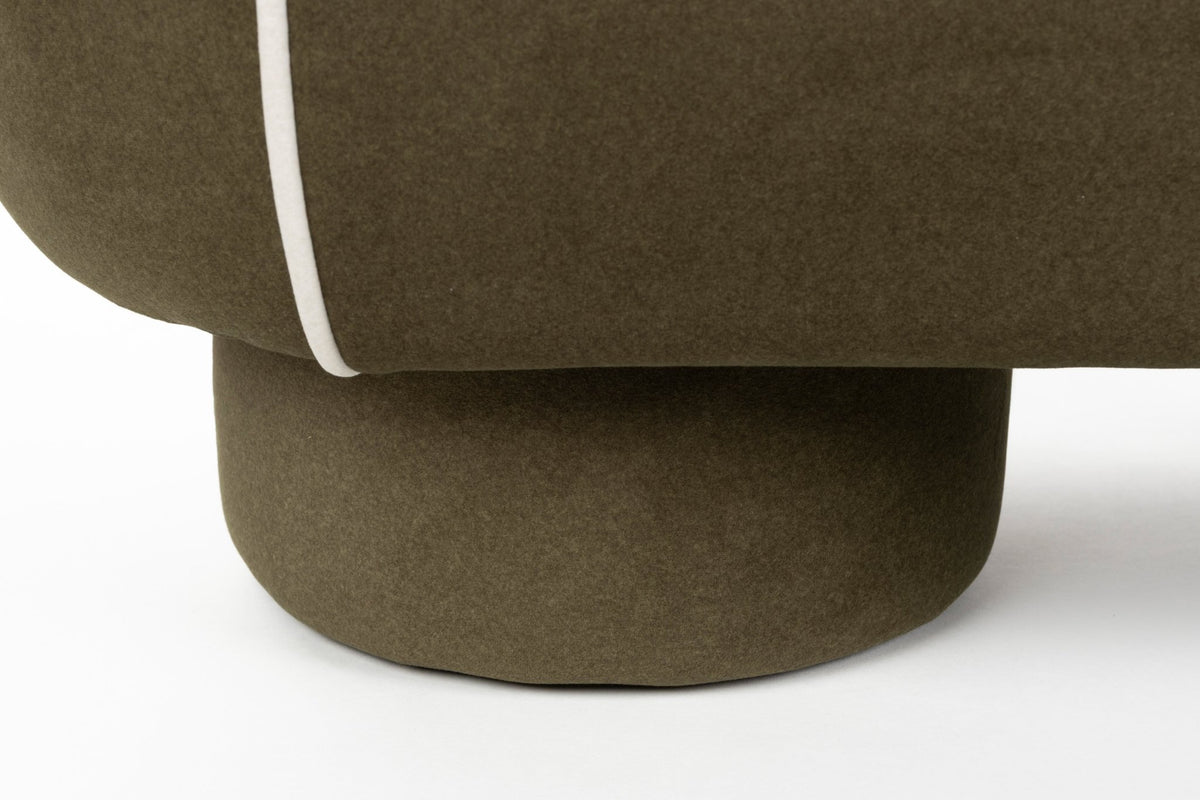 Banc ovale rétro en tissu vert 121x44cm Luma - The Cool Republic - The Cool Republic
