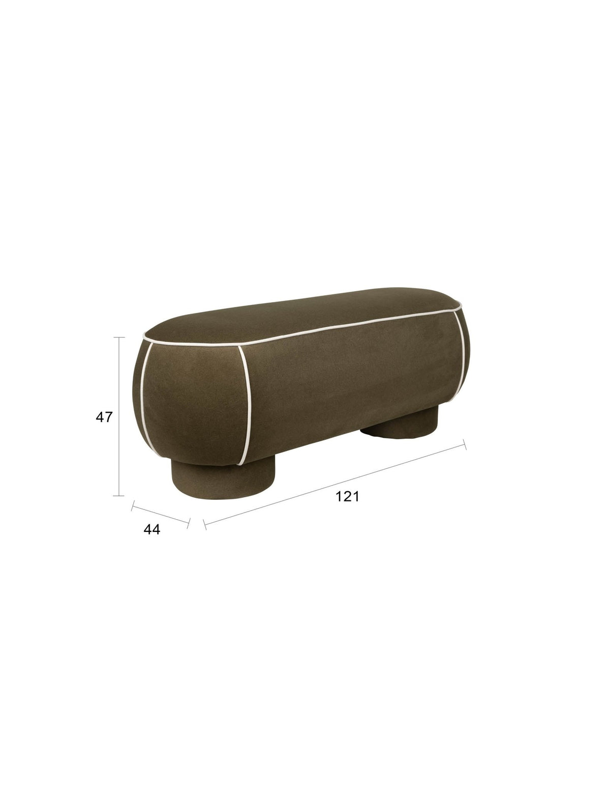 Banc ovale rétro en tissu vert 121x44cm Luma - The Cool Republic - The Cool Republic