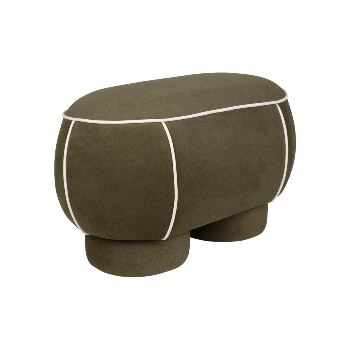Banc ovale rétro en tissu vert 77,5x45,5cm Luma - The Cool Republic - The Cool Republic