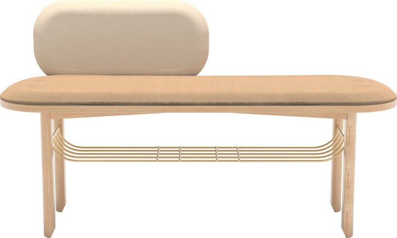 Banc velours camel avec dossier Eustache - Hartô - The Cool Republic