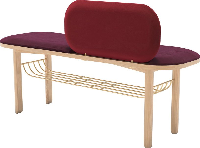 Banc velours rouge avec dossier Eustache - Hartô - The Cool Republic
