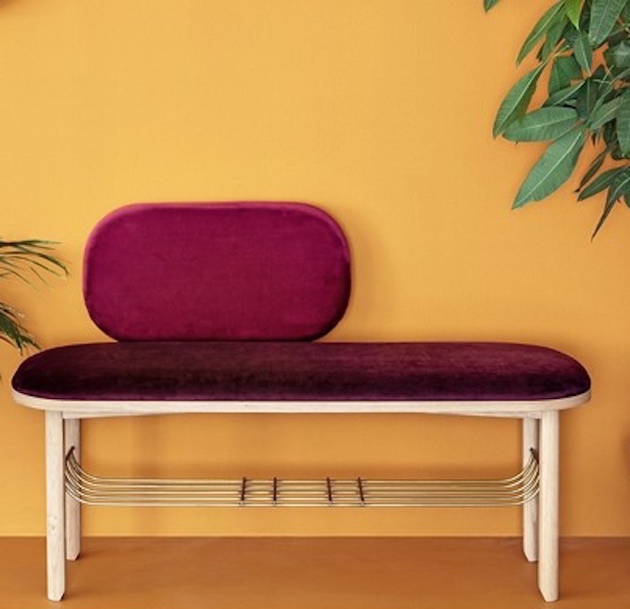 Banc velours rouge avec dossier Eustache - Hartô - The Cool Republic