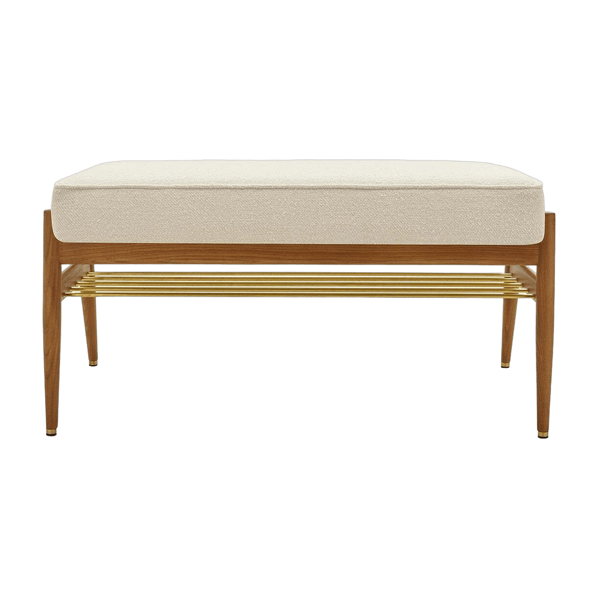 Banquette en tissu bouclé crème et bois de frêne foncé 90 Fox 90 - 366 Concept - The Cool Republic