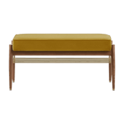 Banquette en velours brillant moutarde et bois de frêne foncé 90 Fox 90 - 366 Concept - The Cool Republic
