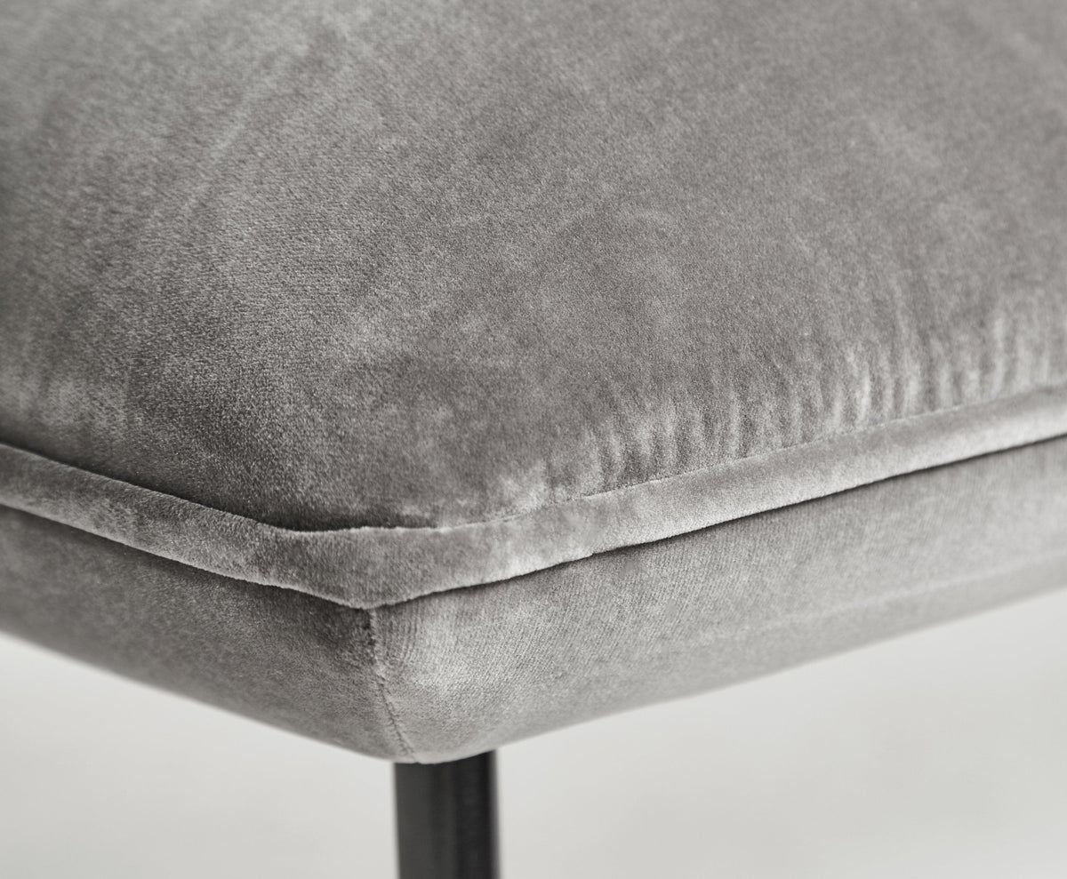 Banquette en velours gris Nakki - Woud - The Cool Republic