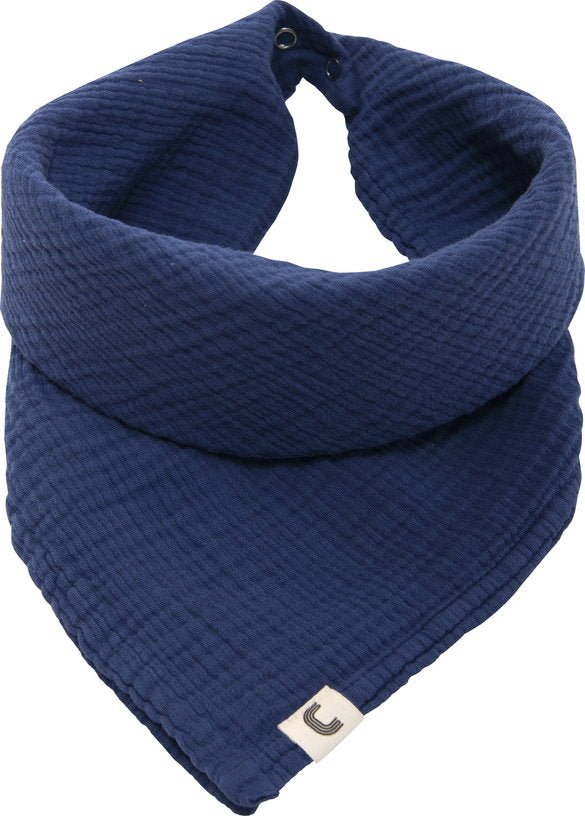 Bavoir en gaze de coton bleu marine Les Petits - The Cool Republic - The Cool Republic