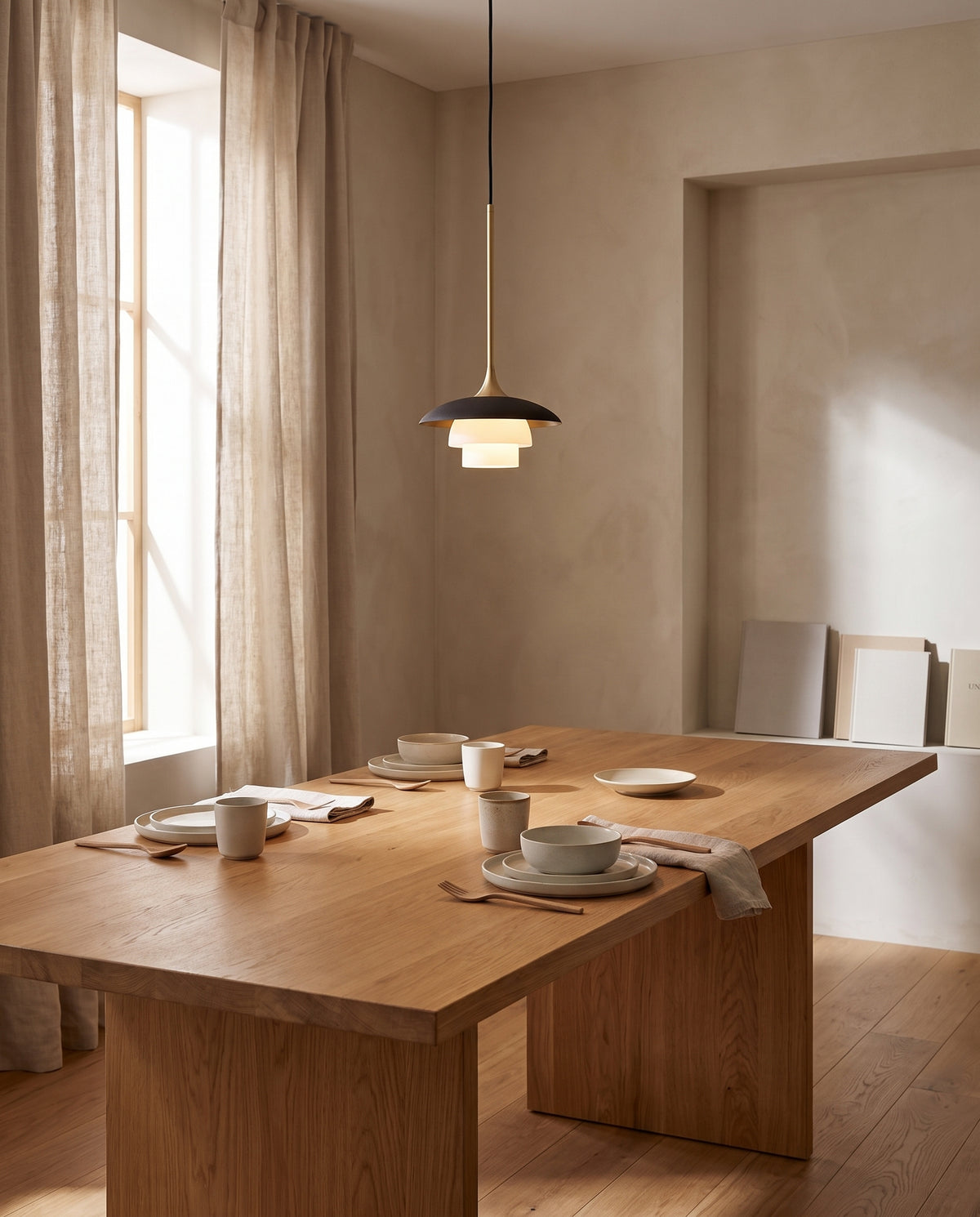 Suspension en acier laiton vieilli 20x14cm Barron - Hudson Valley Lighting en situation