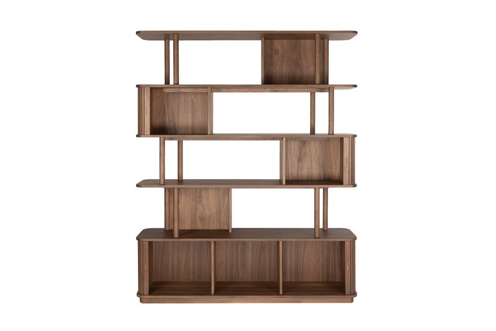 Bibliothèque en bois de noyer 35x160x195cm Barbier - Zuiver - The Cool Republic