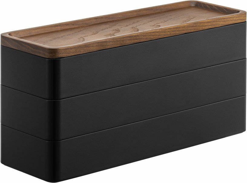 Boîte d'accessoires à 3 niveaux noire Rin - Yamazaki - The Cool Republic