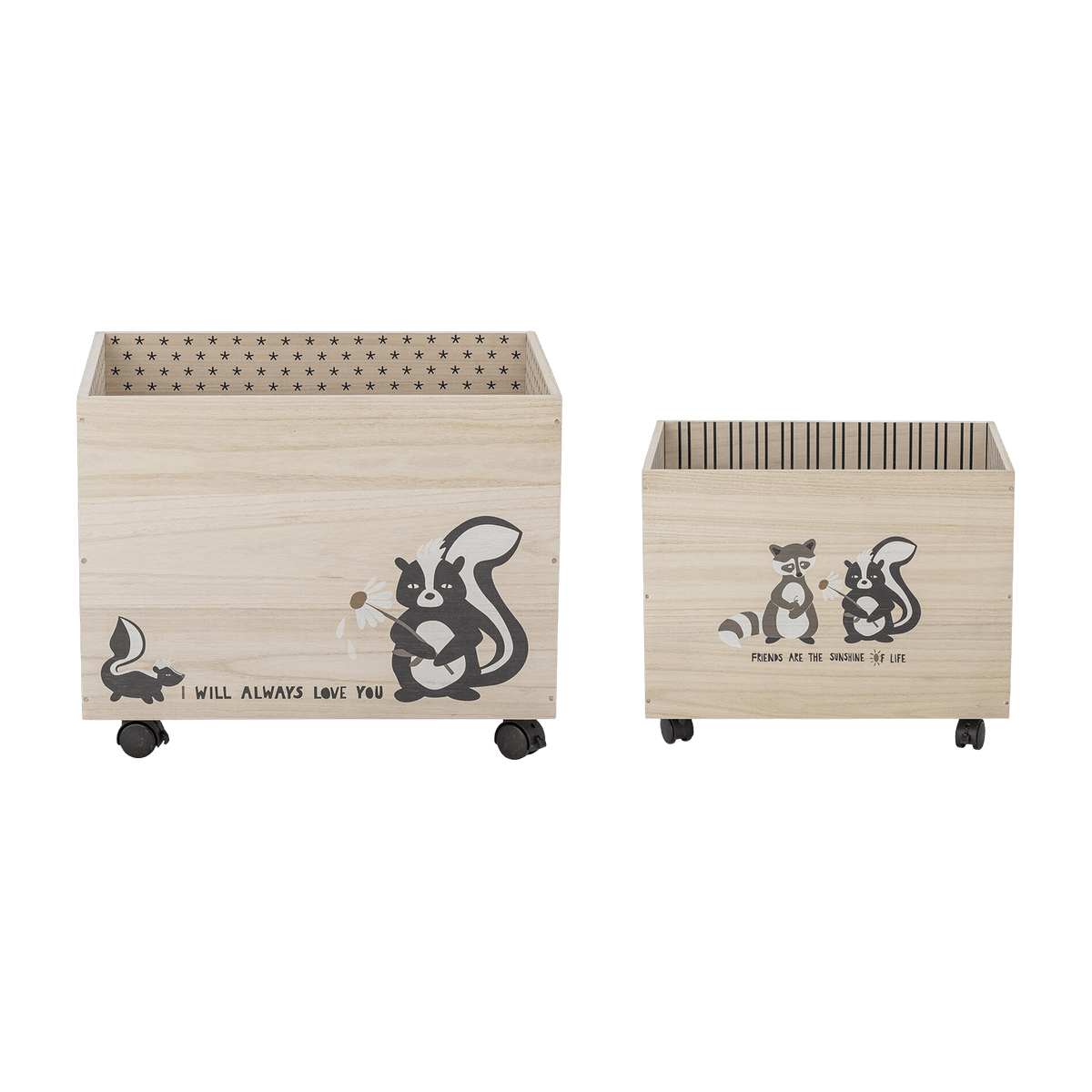 Nonni storage box with wheels in black Paulownia - Bloomingville Mini - The Cool Republic