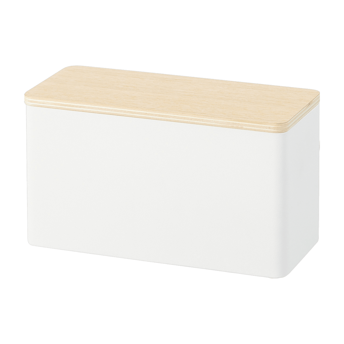 Boîte de rangement en acier blanc et contreplaqué Rin - Yamazaki - The Cool Republic