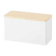 Boîte de rangement en acier blanc et contreplaqué Rin - Yamazaki - The Cool Republic