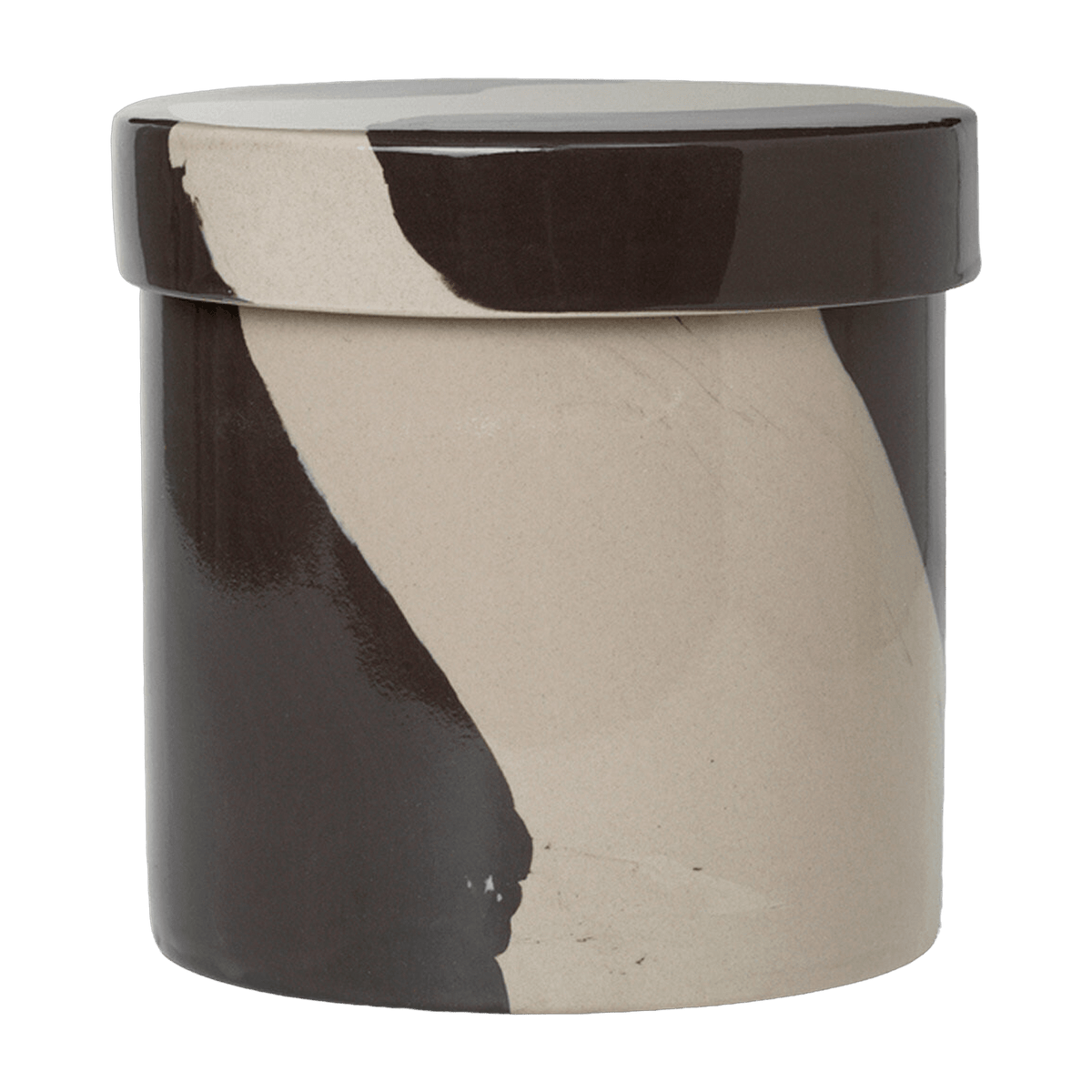 Boîte de rangement en grès noire et blanche Inlay - Ferm Living - The Cool Republic