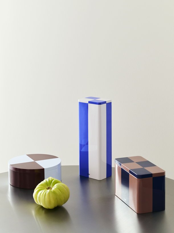 Boîte en fer bleu et blanc cassé damier - HAY - The Cool Republic