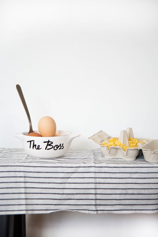 Bol breton en faïence blanche The Boss - Pied de poule - The Cool Republic