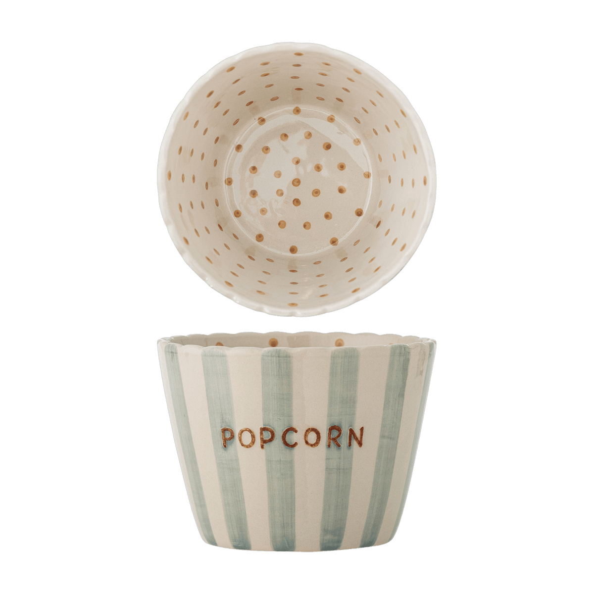 Bol rond à popcorn en grès à rayures et pois 17,5x13,5 cm 1900 ml Chip - Bloomingville - The Cool Republic