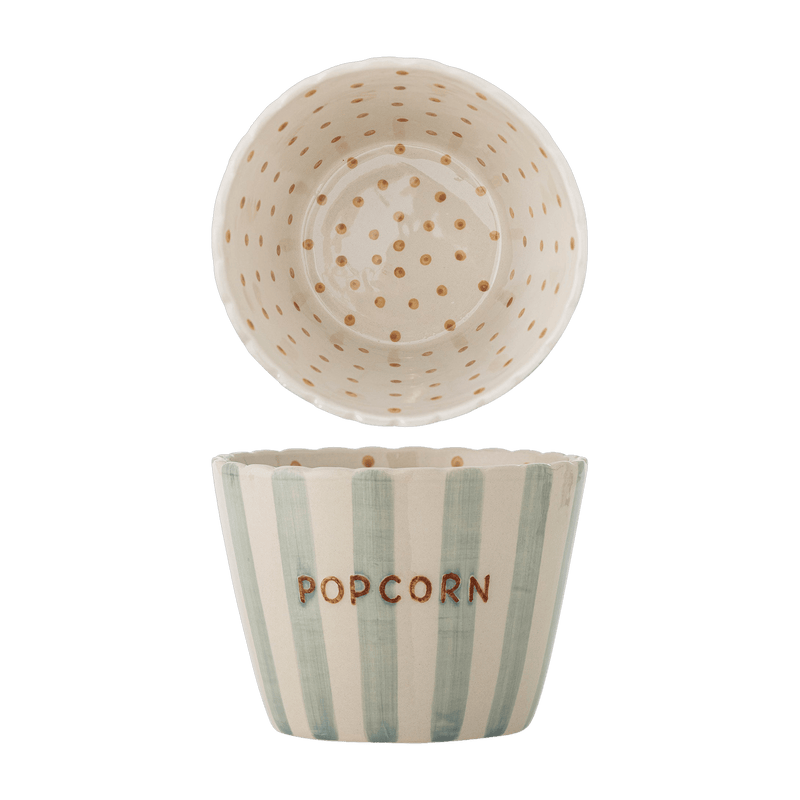 Bol rond à popcorn en grès à rayures et pois 17,5x13,5 cm 1900 ml Chip - Bloomingville - The Cool Republic