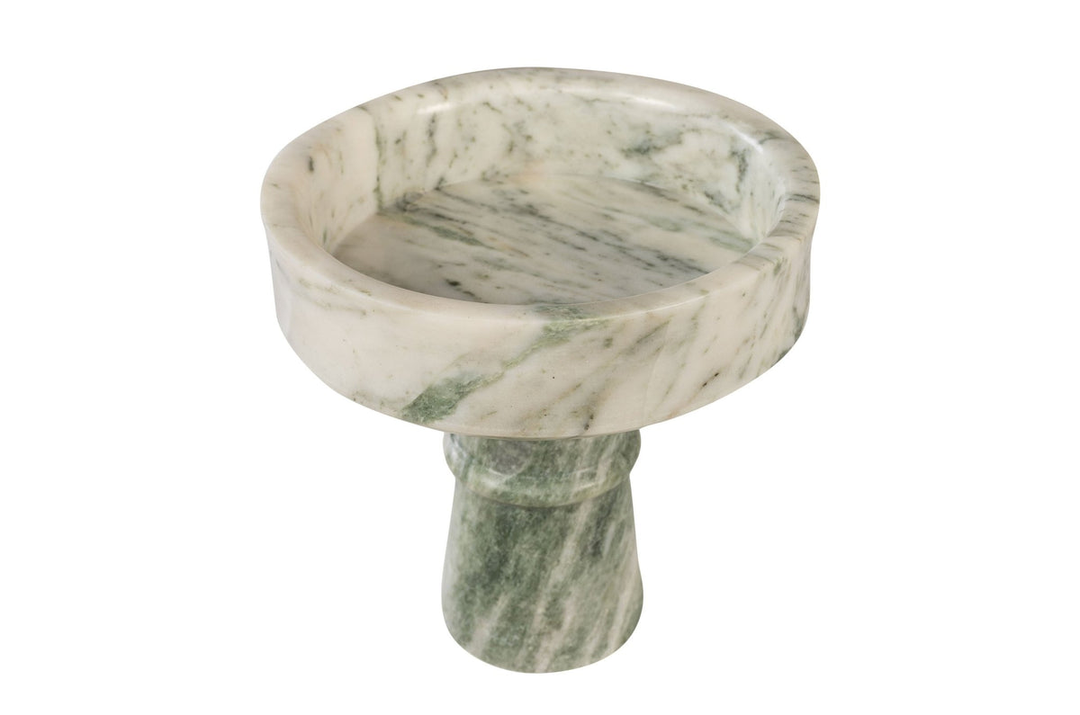 Bol sur pied en marbre vert en blanc 20cm Calista - Versmissen - The Cool Republic