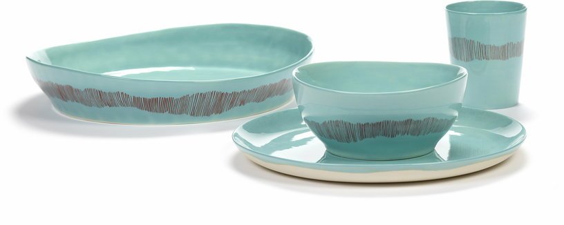 Bol turquoise 15 cm Stripes Feast - Serax - The Cool Republic