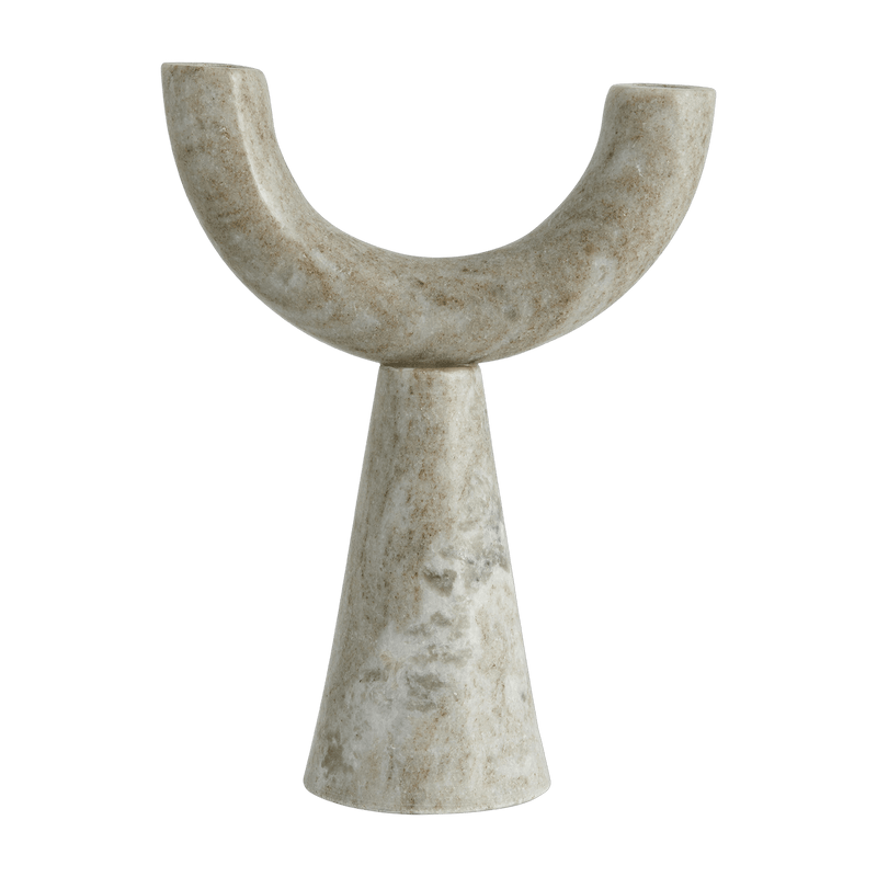Bougeoir 2 bougies en marbre beige 26,5 cm Rif - Nordal - The Cool Republic