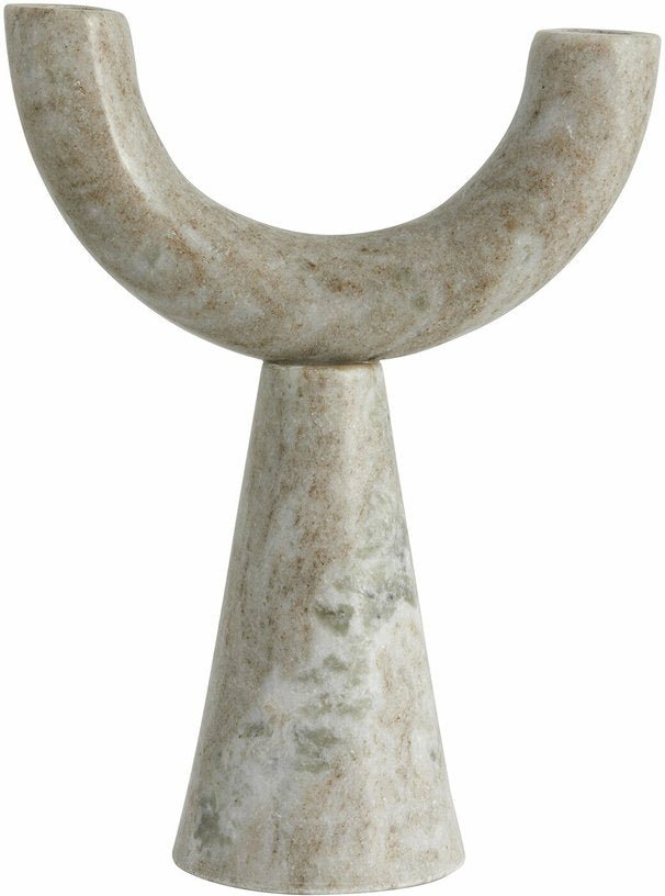 Bougeoir 2 bougies en marbre beige 26,5 cm Rif - Nordal - The Cool Republic