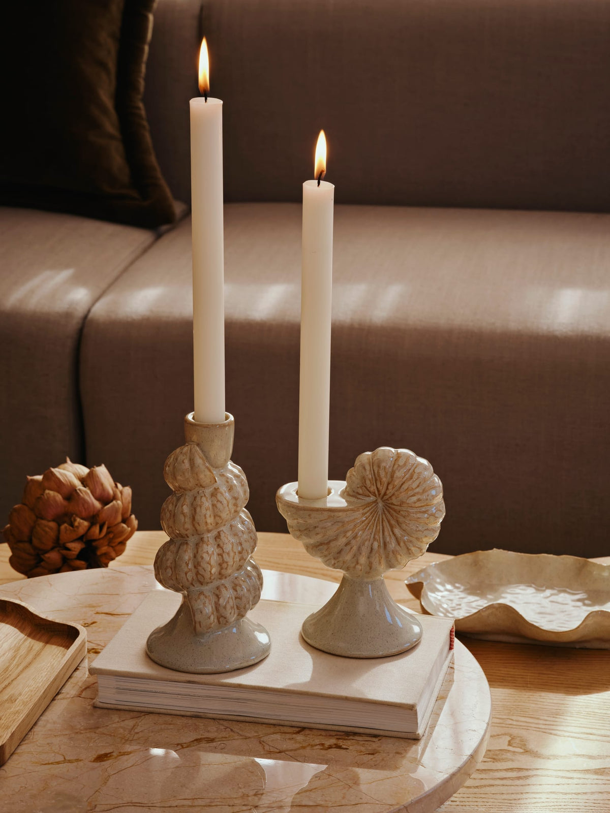 Bougeoir en céramique blanc 15cm Shelly - Broste Copenhagen — vue 2