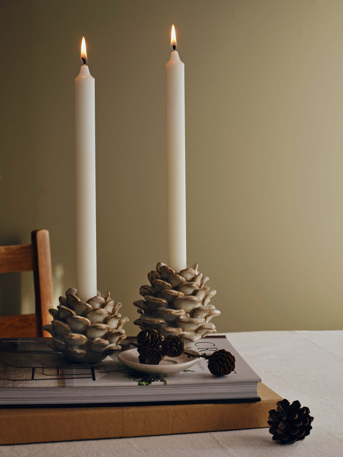Bougeoir en céramique blanc cassé 8cm Pina - Broste Copenhagen — vue 2