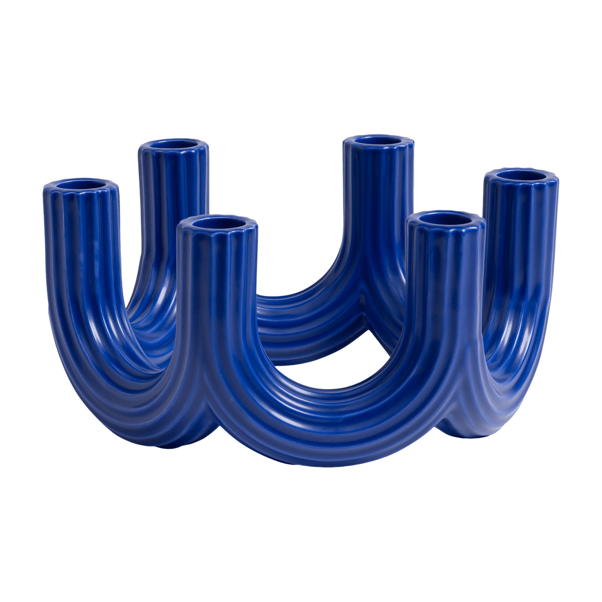 Bougeoir en dolomite bleu 23,5 cm Churros - &Klevering - The Cool Republic