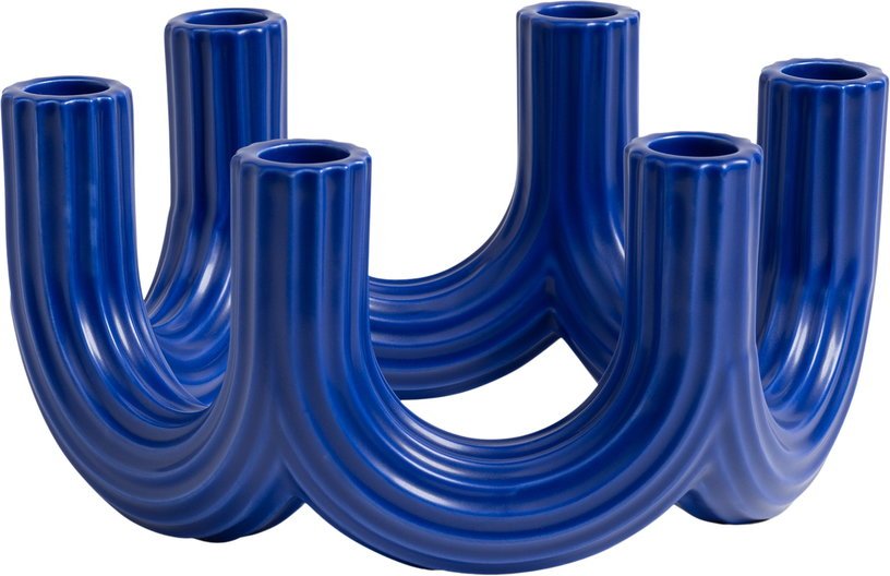 Bougeoir en dolomite bleu 23,5 cm Churros - &Klevering - The Cool Republic