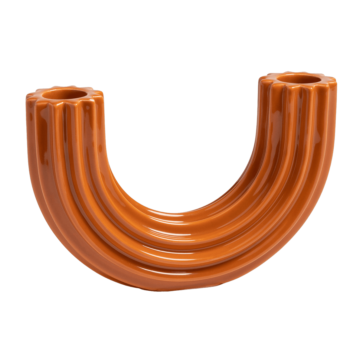 Bougeoir en dolomite marron 16,5 cm Churros - &Klevering - The Cool Republic