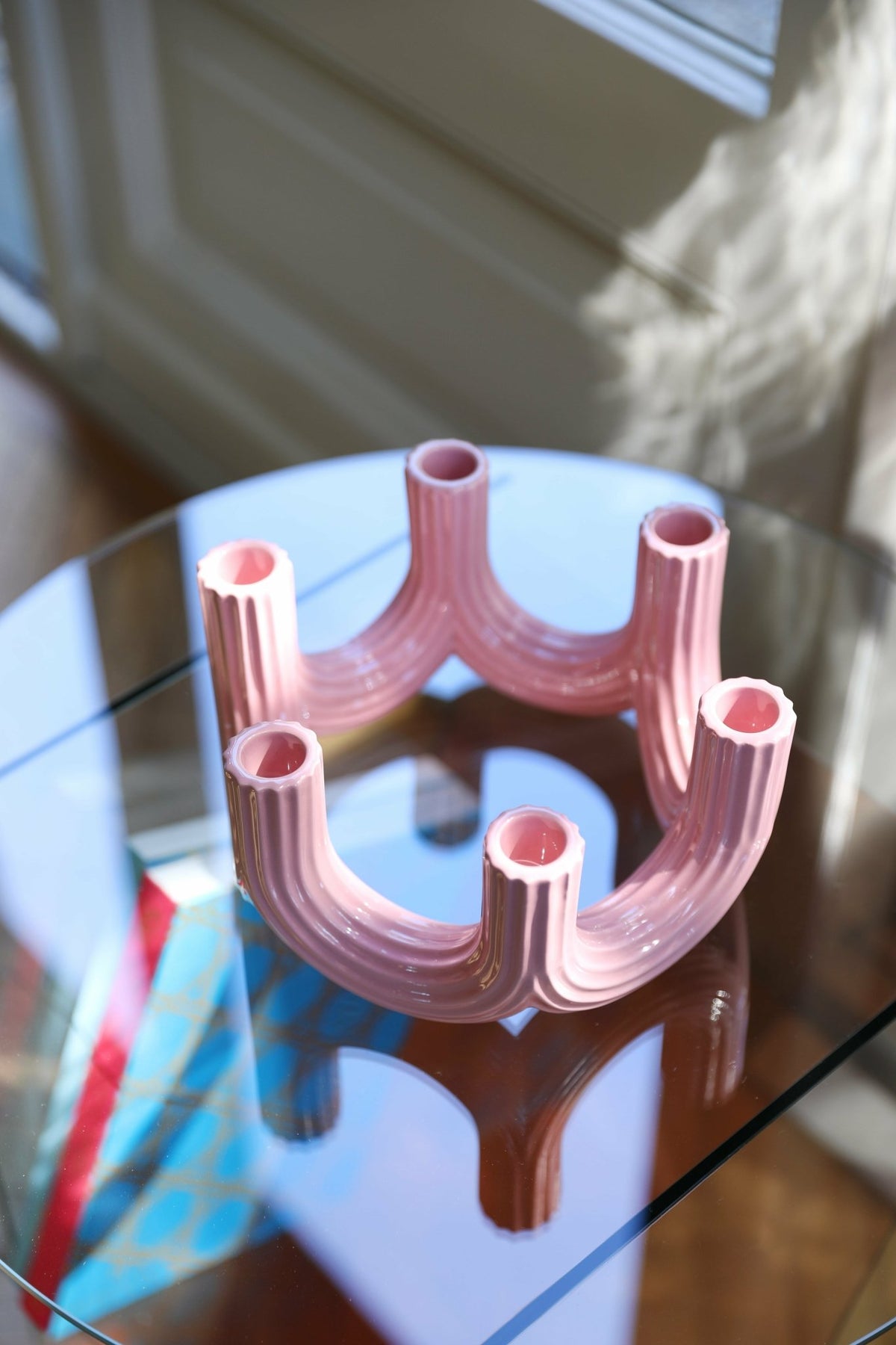 Bougeoir en dolomite rose 23,5 cm Churros - &Klevering - The Cool Republic