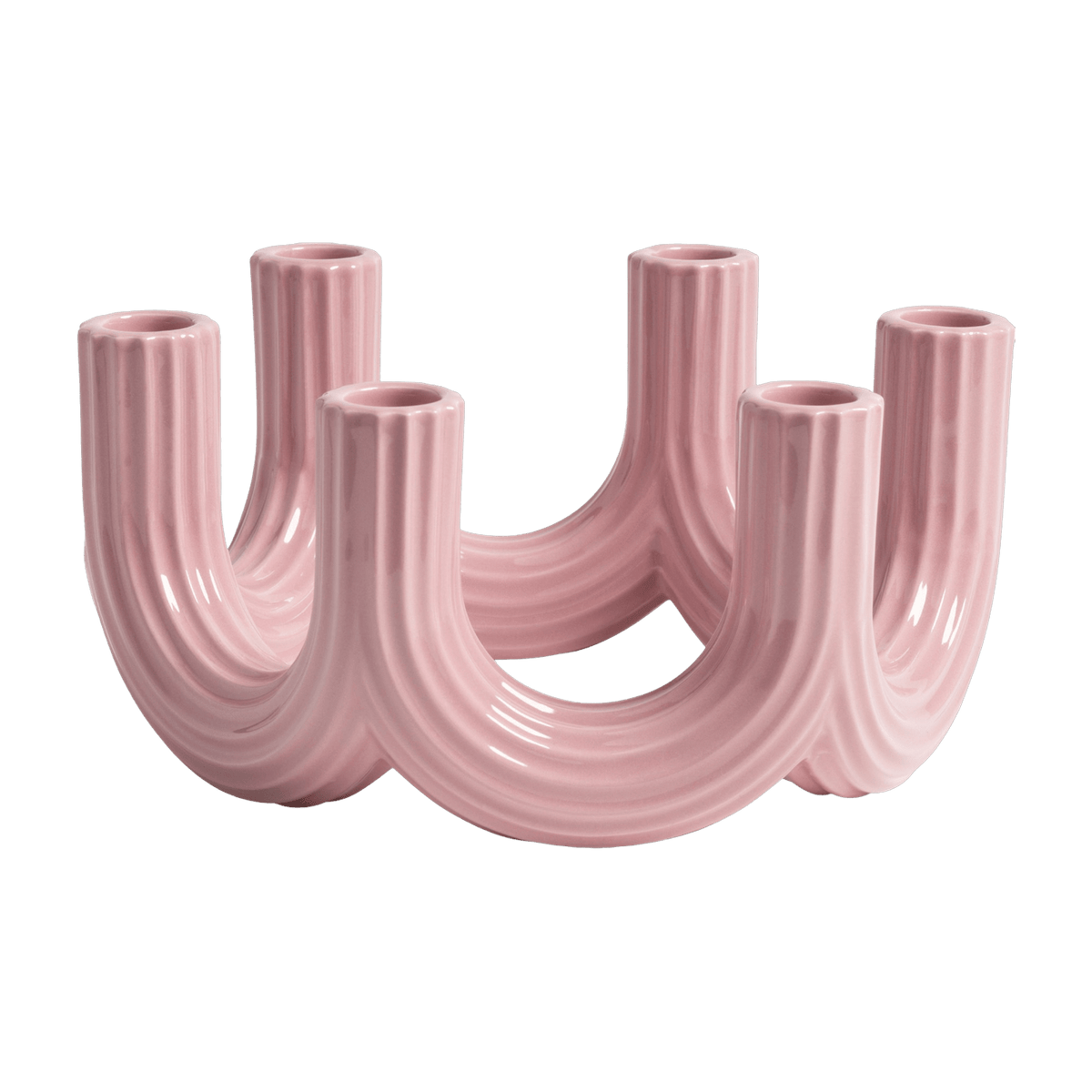 Bougeoir en dolomite rose 23,5 cm Churros - &Klevering - The Cool Republic